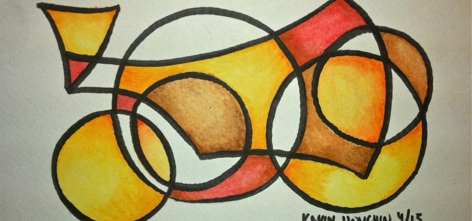 Geometry – 9x6in Watercolor with Brush Marker – Kevin Houchin